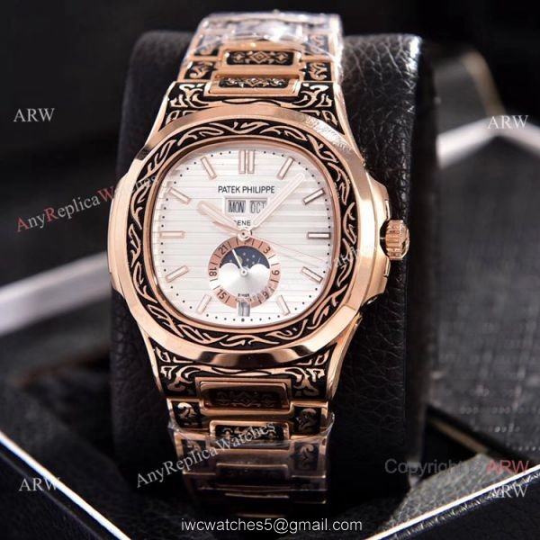 Patek Philippe Annual Calendar Copy Watches Rose Gold Engraving Patek Philippe Annual Calendar Copy Watches Rose Gold Engraving