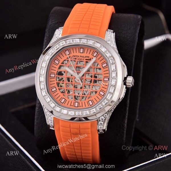 Copy Patek Philippe Aquanaut Watches Hollow Face Silver Diamond Bezel Copy Patek Philippe Aquanaut Watches Hollow Face Silver Diamond Bezel