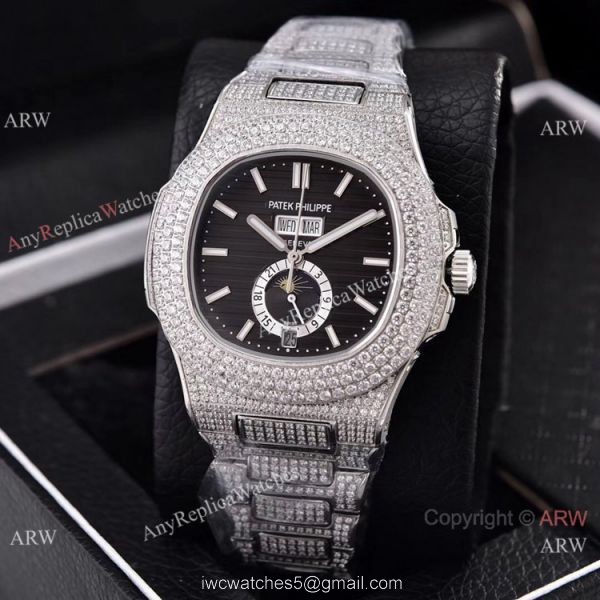 Patek Philippe Annual Calendar Full Diamonds Watches Gray Gradient Face 41mm Patek Philippe Annual Calendar Full Diamonds Watches Gray Gradient Face 41mm