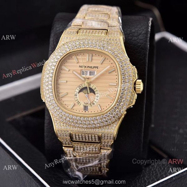 Patek Philippe Annual Calendar Full Diamonds 41mm Watches All Gold Case Patek Philippe Annual Calendar Full Diamonds 41mm Watches All Gold Case