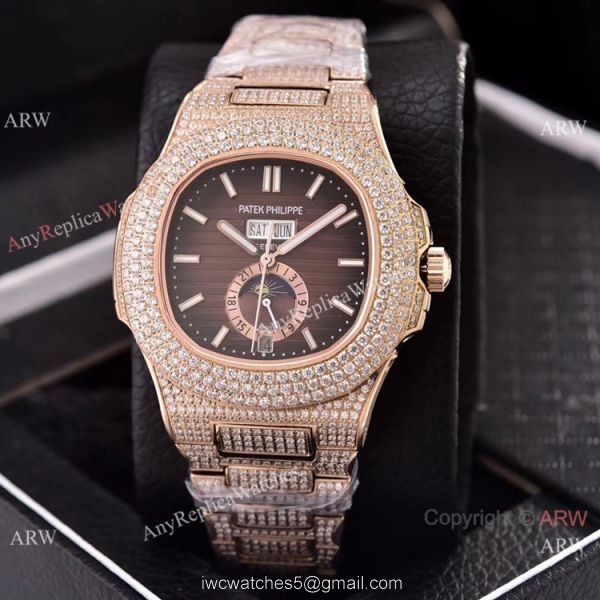 Patek Philippe Annual Calendar Copy Watches Iced Out Rose Gold Case Patek Philippe Annual Calendar Copy Watches Iced Out Rose Gold Case