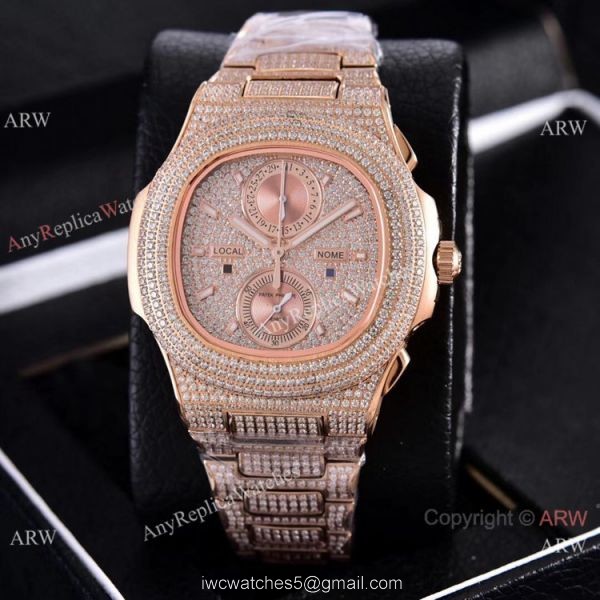 Copy Patek Philippe Nautilus Chrono Watches Yellow Gold Full Diamonds 40mm Copy Patek Philippe Nautilus Chrono Watches Yellow Gold Full Diamonds 40mm