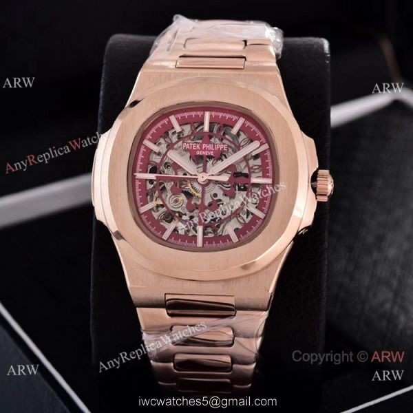 Faux Patek Philippe Nautilus Skeleton Dial Rose Gold Watches Faux Patek Philippe Nautilus Skeleton Dial Rose Gold Watches