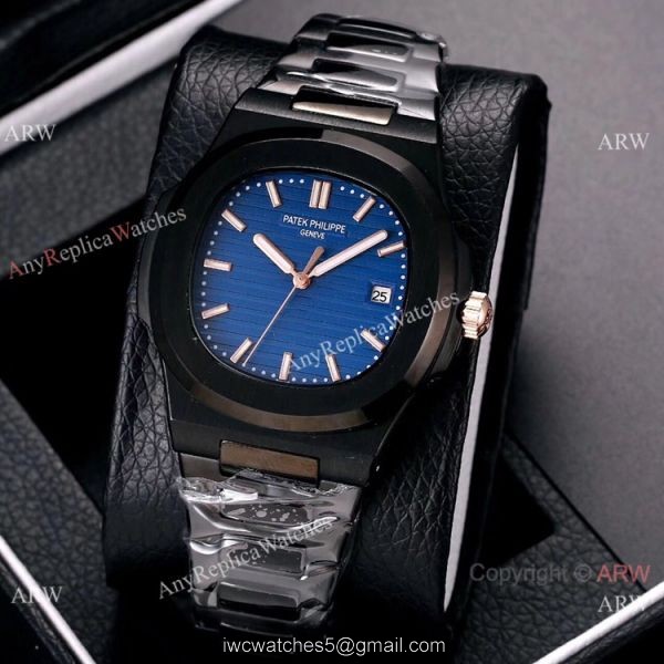 Knockoff Patek Philippe Nautilus All Black Watches Blue Gradient Dial Knockoff Patek Philippe Nautilus All Black Watches Blue Gradient Dial