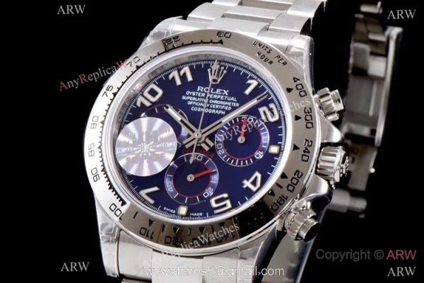 Best 1:1 Swiss Replica Rolex Daytona JH 4130 Chronograph Watch Blue Arabic Dial Best 1:1 Swiss Replica Rolex Daytona JH 4130 Chronograph Watch Blue Arabic Dial