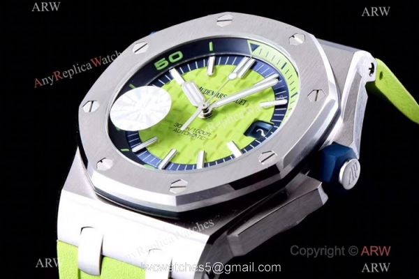 JF Factory V8 1:1 Best Audemars Piguet Divers Watch Green Rubber Strap JF Factory V8 1:1 Best Audemars Piguet Divers Watch Green Rubber Strap