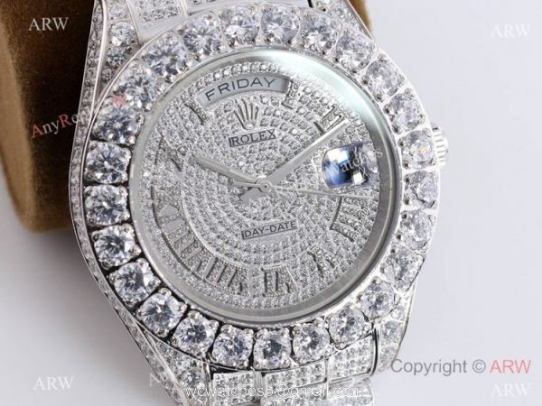 Iced Out Rolex Oyster Perpetual Pearlmaster 39 Watch Diamond Roman Markers Iced Out Rolex Oyster Perpetual Pearlmaster 39 Watch Diamond Roman Markers