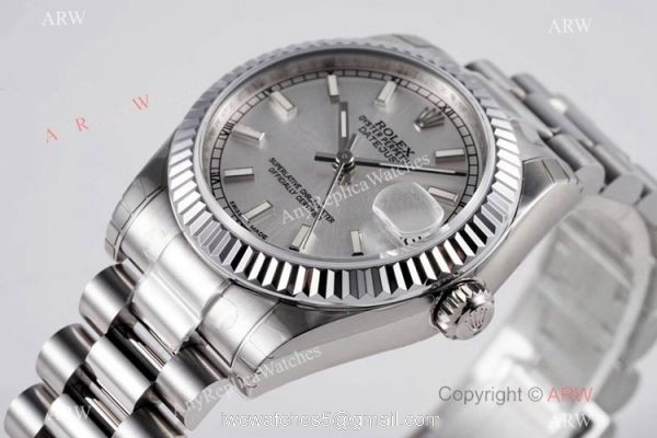 Swiss Clone Rolex Datejust 31mm Stainless Steel President Gray Dial Swiss Clone Rolex Datejust 31mm Stainless Steel President Gray Dial