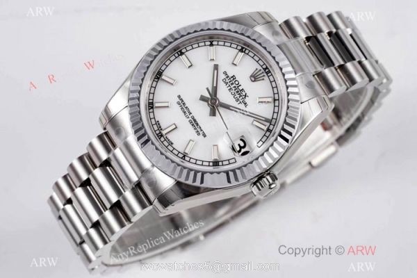 Swiss Clone Rolex Datejust President 31mm Stainless Steel White Dial Swiss Clone Rolex Datejust President 31mm Stainless Steel White Dial