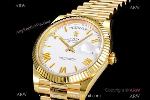 (GM Factory) Swiss 2836-2 Rolex Day-Date White Roman Watch 40mm AAA Copy (GM Factory) Swiss 2836-2 Rolex Day-Date White Roman Watch 40mm AAA Copy