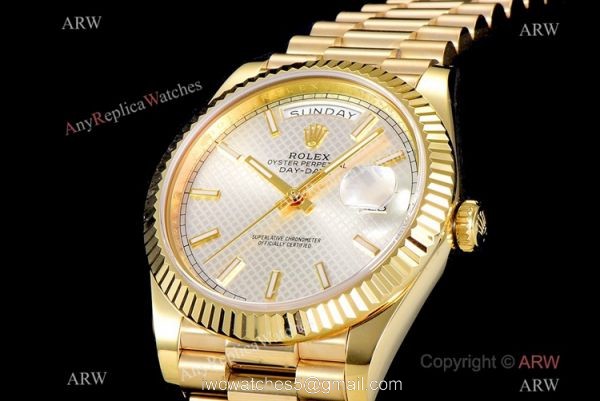 (GM Factory) Rolex Day-Date 40 Swiss 2836-2 Copy Watch Silver Grid dial (GM Factory) Rolex Day-Date 40 Swiss 2836-2 Copy Watch Silver Grid dial