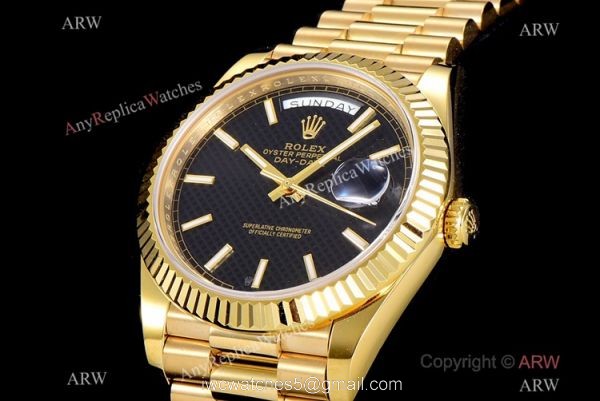 (GM Factory) Swiss Rolex Day Date 40mm Replica Watch Black Grid dial (GM Factory) Swiss Rolex Day Date 40mm Replica Watch Black Grid dial