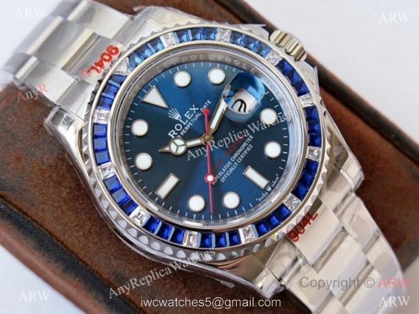 (ROF) Rolex Yacht-Master Blue Diamond Stainless Steel Copy Watch 2021 New! (ROF) Rolex Yacht-Master Blue Diamond Stainless Steel Copy Watch 2021 New!