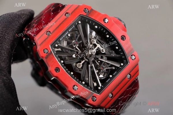 KV Factory 1:1 Richard Mille Tourbillon RM12-01 Red Quartz fiber Case Watch KV Factory 1:1 Richard Mille Tourbillon RM12-01 Red Quartz fiber Case Watch