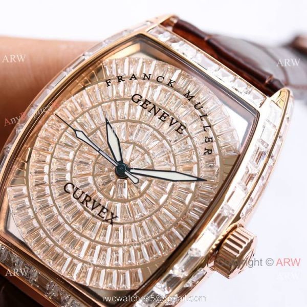 Swiss Copy Franck Muller Geneve Cintree Curvex Iced Out Watch TWF V2 version Rose Gold Swiss Copy Franck Muller Geneve Cintree Curvex Iced Out Watch TWF V2 version Rose Gold