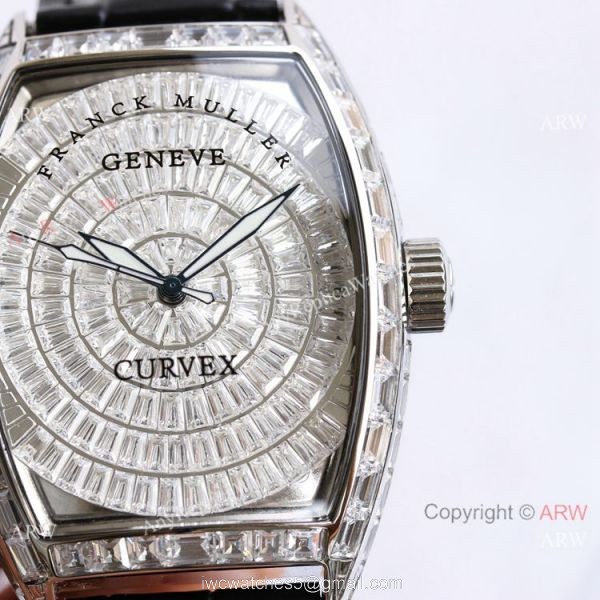 Swiss Copy Franck Muller Geneve Cintree Curvex Iced Out Silver Watch TWF V2 version Swiss Copy Franck Muller Geneve Cintree Curvex Iced Out Silver Watch TWF V2 version