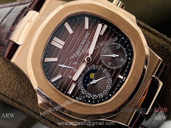 (PF Factory) Swiss Best Replica Patek Philippe Nautilus Moonphase Watch Chocolate Dial (PF Factory) Swiss Best Replica Patek Philippe Nautilus Moonphase Watch Chocolate Dial