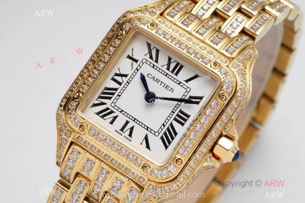 AC Factory Swiss Copy Panthere De Cartier Watch 27mm Yellow Gold Diamond AC Factory Swiss Copy Panthere De Cartier Watch 27mm Yellow Gold Diamond