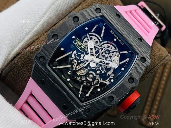 RM Factory Swiss Richard Mille RM 35-02 Rafael Nadal Watch Carbon NTPT Case Pink Rubber Strap RM Factory Swiss Richard Mille RM 35-02 Rafael Nadal Watch Carbon NTPT Case Pink Rubber Strap