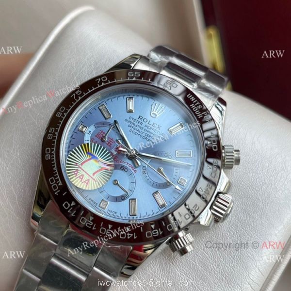 New Style Rolex Daytona Ice Blue Diamond Markers Watch 40mm New Style Rolex Daytona Ice Blue Diamond Markers Watch 40mm