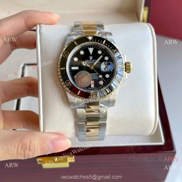 Rolex Submariner 40mm Watch Two Tone Green Ceramic Bezel Men Rolex Submariner 40mm Watch Two Tone Green Ceramic Bezel Men