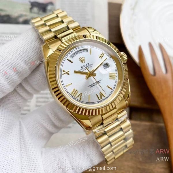Copy Rolex DayDate Watches Yellow Gold President Gray Dial 40mm Copy Rolex DayDate Watches Yellow Gold President Gray Dial 40mm