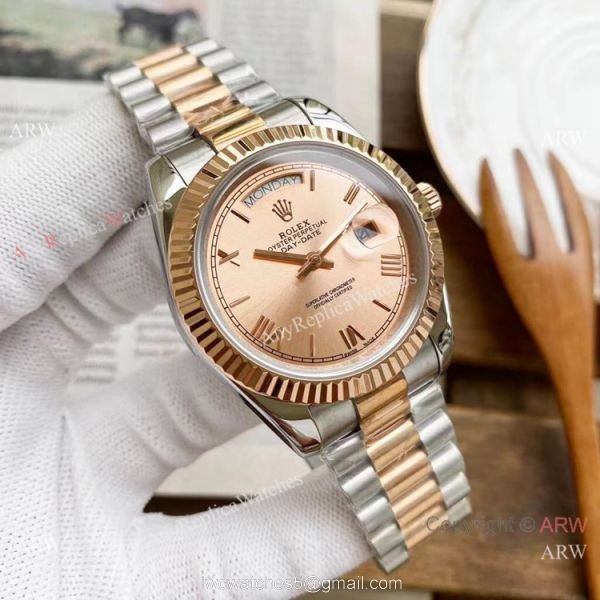 Copy Rolex Day-Date President Watches 2-Tone Rose Gold Green Dial 40mm Copy Rolex Day-Date President Watches 2-Tone Rose Gold Green Dial 40mm