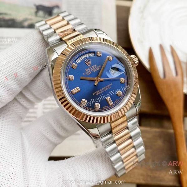 Replica Rolex Day Date 40mm Watches Two Tone Rose Gold New Dial Replica Rolex Day Date 40mm Watches Two Tone Rose Gold New Dial