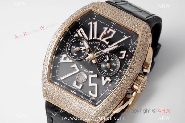 Swiss Grade One Copy Franck Muller Vanguard Yachting V45 Seagull 7750 Watch Rose Gold Diamond Case Swiss Grade One Copy Franck Muller Vanguard Yachting V45 Seagull 7750 Watch Rose Gold Diamond Case