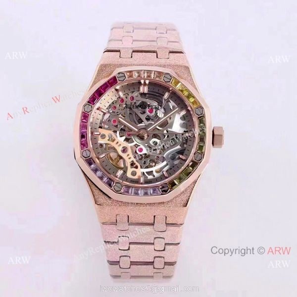 New Copy Audemars Piguet Royal Oak Lady Watches Frosted Gold Skeleton Face 37mm New Copy Audemars Piguet Royal Oak Lady Watches Frosted Gold Skeleton Face 37mm