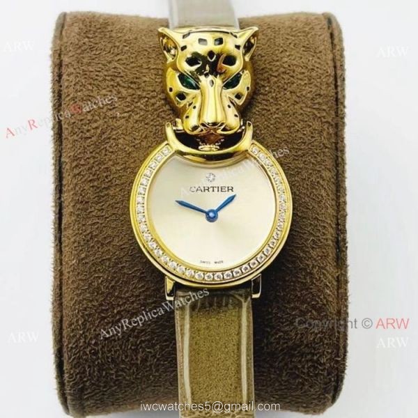 New! Copy Cartier Panthere Gold Diamond Lady Watches Swiss Quartz New! Copy Cartier Panthere Gold Diamond Lady Watches Swiss Quartz