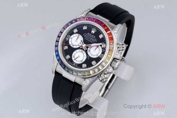 BL Factory AAA Grade Rolex Daytona Rainbow Bezel Oysterflex Strap Watch Cal.4130 Movement BL Factory AAA Grade Rolex Daytona Rainbow Bezel Oysterflex Strap Watch Cal.4130 Movement