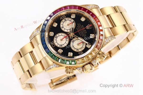 BL Factory Replica Rolex Daytona Rainbow All Gold Watch Swiss Cal.4130 Chronograph BL Factory Replica Rolex Daytona Rainbow All Gold Watch Swiss Cal.4130 Chronograph