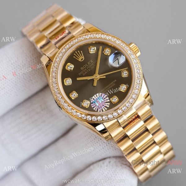 TR Factory 904L Steel Rolex Datejust 31mm Watch President Yellow Gold Diamond Bezel TR Factory 904L Steel Rolex Datejust 31mm Watch President Yellow Gold Diamond Bezel