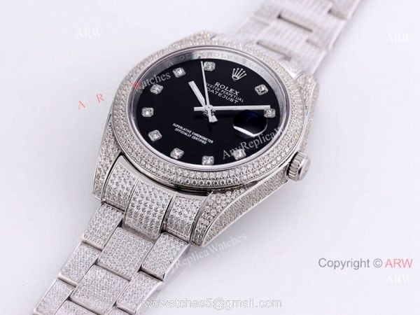 Best Iced Out Rolex Datejust 41 Diamond Black Dial Oyster Bracelet Replica Watches Best Iced Out Rolex Datejust 41 Diamond Black Dial Oyster Bracelet Replica Watches
