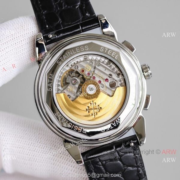 JH Swiss Copy Patek Philippe Perpetual Calendar Chronograph Watch SS Black Dial JH Swiss Copy Patek Philippe Perpetual Calendar Chronograph Watch SS Black Dial