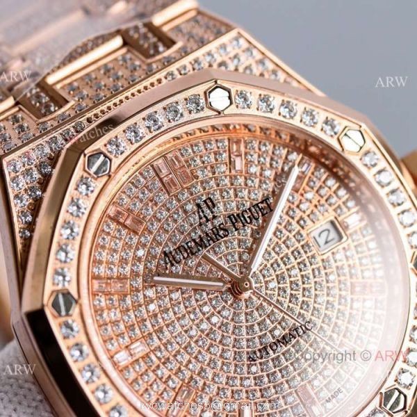 Best Audemars Piguet Royal Oak Rose Gold Full Diamond Automatic Watch 41mm Best Audemars Piguet Royal Oak Rose Gold Full Diamond Automatic Watch 41mm