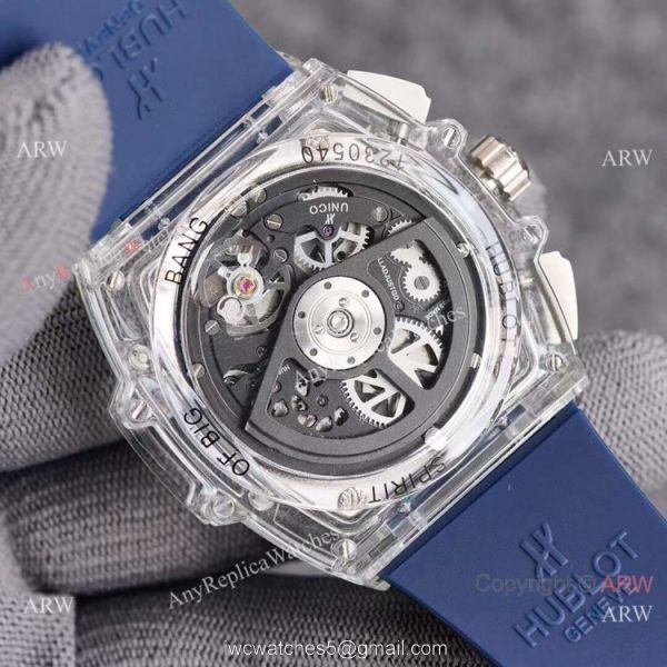 Top Quality Hublot Spirit of Big Bang Transparent Watch Blue Rubber Strap Top Quality Hublot Spirit of Big Bang Transparent Watch Blue Rubber Strap