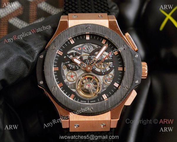 2021 Copy Hublot Big Bang Tourbillon 45mm Watches Rose Gold White Face 2021 Copy Hublot Big Bang Tourbillon 45mm Watches Rose Gold White Face