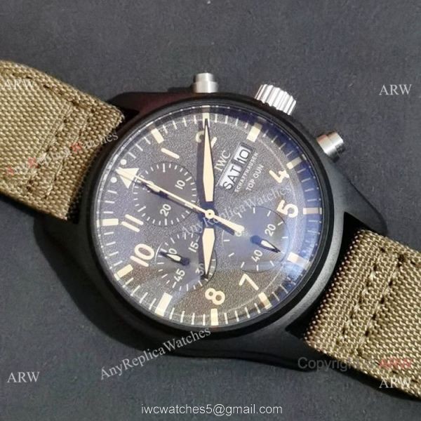 New Clone IWC Pilots Quartz Green fabric Leather Strap Watch New Clone IWC Pilots Quartz Green fabric Leather Strap Watch