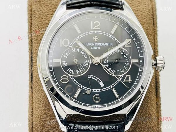 TW V2 Vacheron Constantin Fiftysix (day-date) Replica watch Black Dial Leather Strap TW V2 Vacheron Constantin Fiftysix (day-date) Replica watch Black Dial Leather Strap