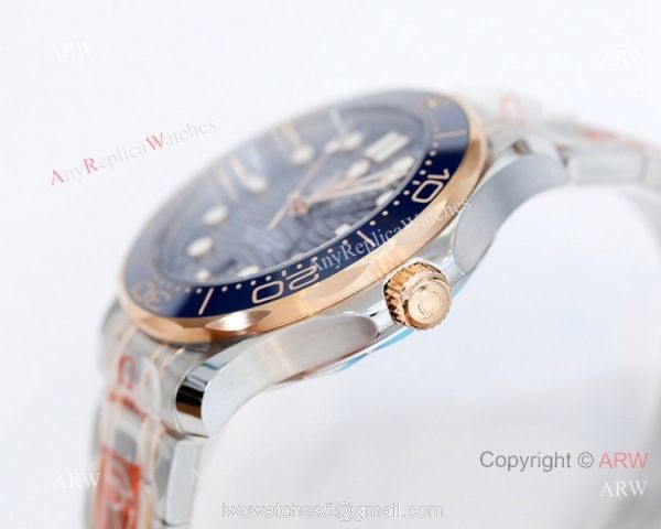 2021 Latest Swiss Replica Omega Seamaster Diver 300M OR 8800 Watch Two Tone Rose Gold Blue Dial 2021 Latest Swiss Replica Omega Seamaster Diver 300M OR 8800 Watch Two Tone Rose Gold Blue Dial