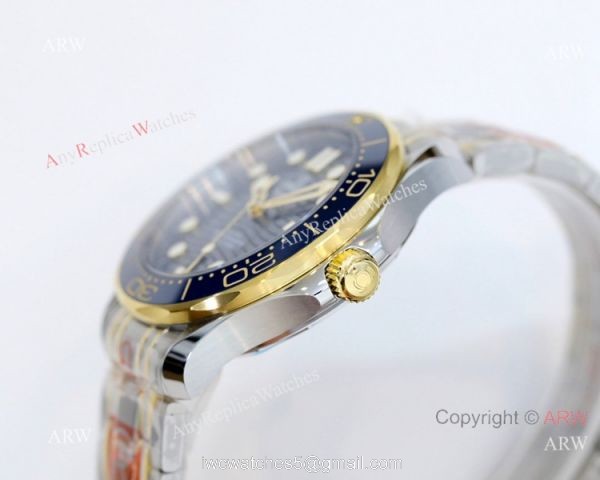 2021 Latest Swiss Omega Seamaster Diver 300M OR Factory 8800 Watch Two Tone Blue Ceramic Bezel 2021 Latest Swiss Omega Seamaster Diver 300M OR Factory 8800 Watch Two Tone Blue Ceramic Bezel