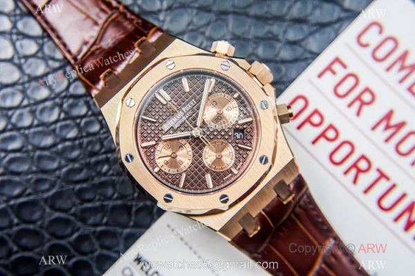 Grade 1A Copy Audemars Piguet Royal Oak Chronograph 7750 Watch Chocolate Dial Brown Leather Strap Grade 1A Copy Audemars Piguet Royal Oak Chronograph 7750 Watch Chocolate Dial Brown Leather Strap