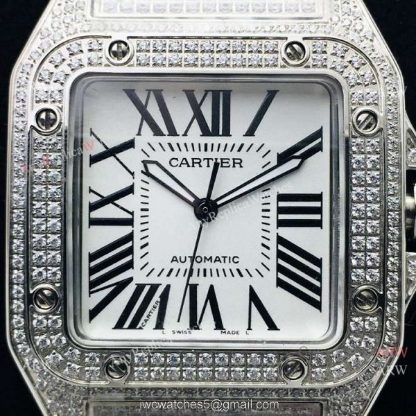 Best Copy Iced Out Cartier Santos Watch Automatic Cartier Santos 100 Diamond Watch Best Copy Iced Out Cartier Santos Watch Automatic Cartier Santos 100 Diamond Watch