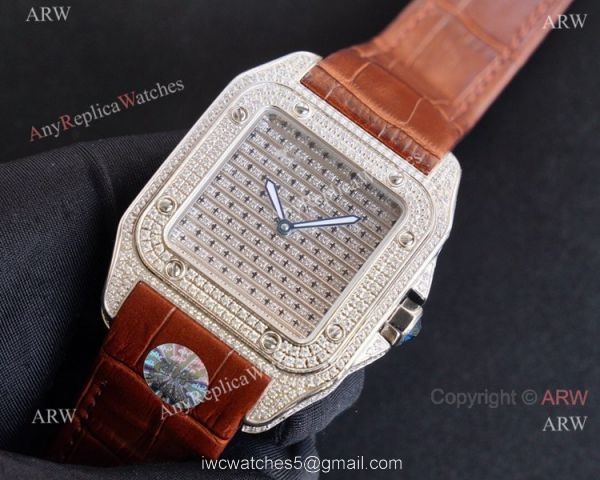 High Quality Fake Cartier Santos Iced Out Replica Watches For Men High Quality Fake Cartier Santos Iced Out Replica Watches For Men