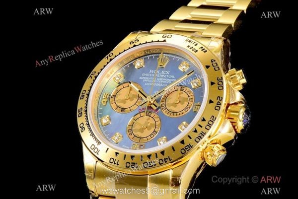 JH Factory Copy Rolex Daytona JH Swiss 4130 Watch Blue MOP Face Yellow Gold 40mm NEW JH Factory Copy Rolex Daytona JH Swiss 4130 Watch Blue MOP Face Yellow Gold 40mm NEW