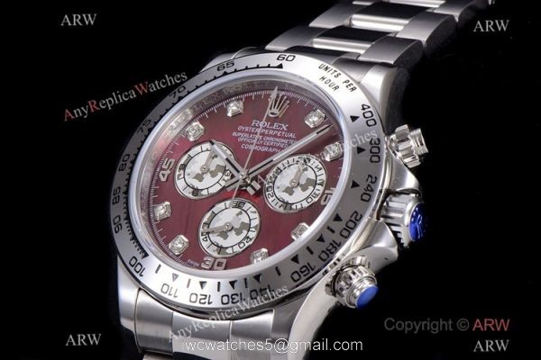 JH Factory Replica Rolex Daytona Swiss 4130 Chronograph Watch Stainless Steel Rose Red Dial JH Factory Replica Rolex Daytona Swiss 4130 Chronograph Watch Stainless Steel Rose Red Dial