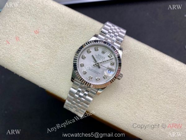 Swiss Replica Rolex Datejust WF Silver Diamond Watch 31mm Midsize Swiss Replica Rolex Datejust WF Silver Diamond Watch 31mm Midsize