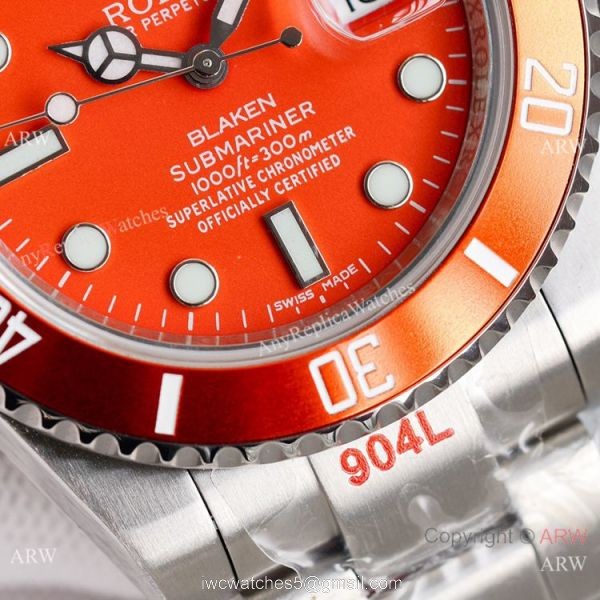 Swiss Grade Orange Dial 904L Steel Blaken Rolex Submariner Replica Watch Limited Edition Watch Swiss Grade Orange Dial 904L Steel Blaken Rolex Submariner Replica Watch Limited Edition Watch